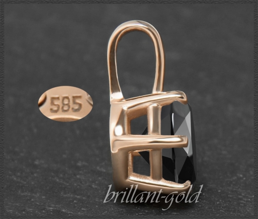 Brillant Anhänger mit 2,09ct, schwarz; 585 Rotgold